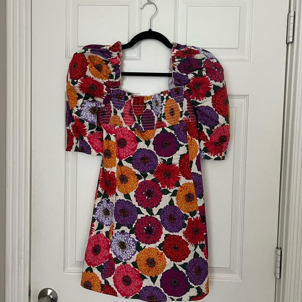 La doublej floral puff mini sleeve dress xs